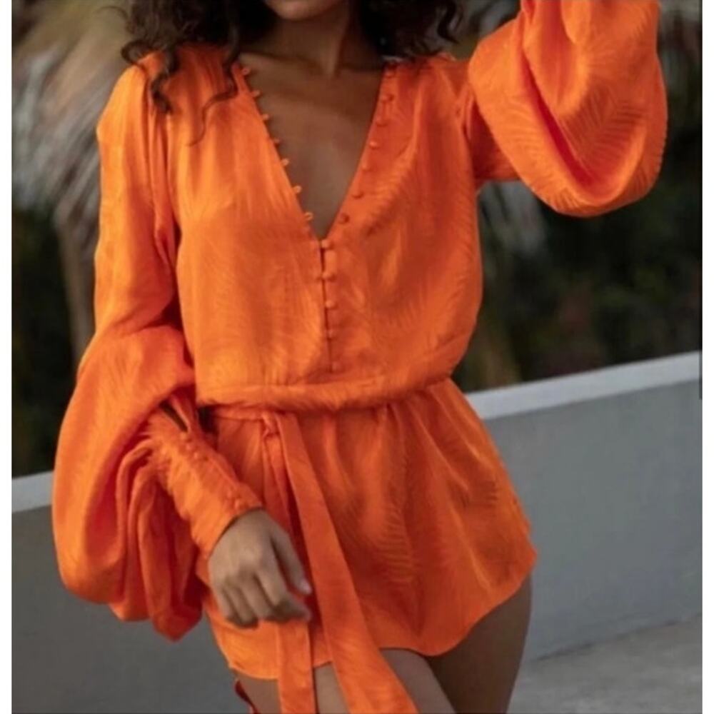 RAT & BOA Sz S Small Orange Harlequin Dress - Picture 9 of 10